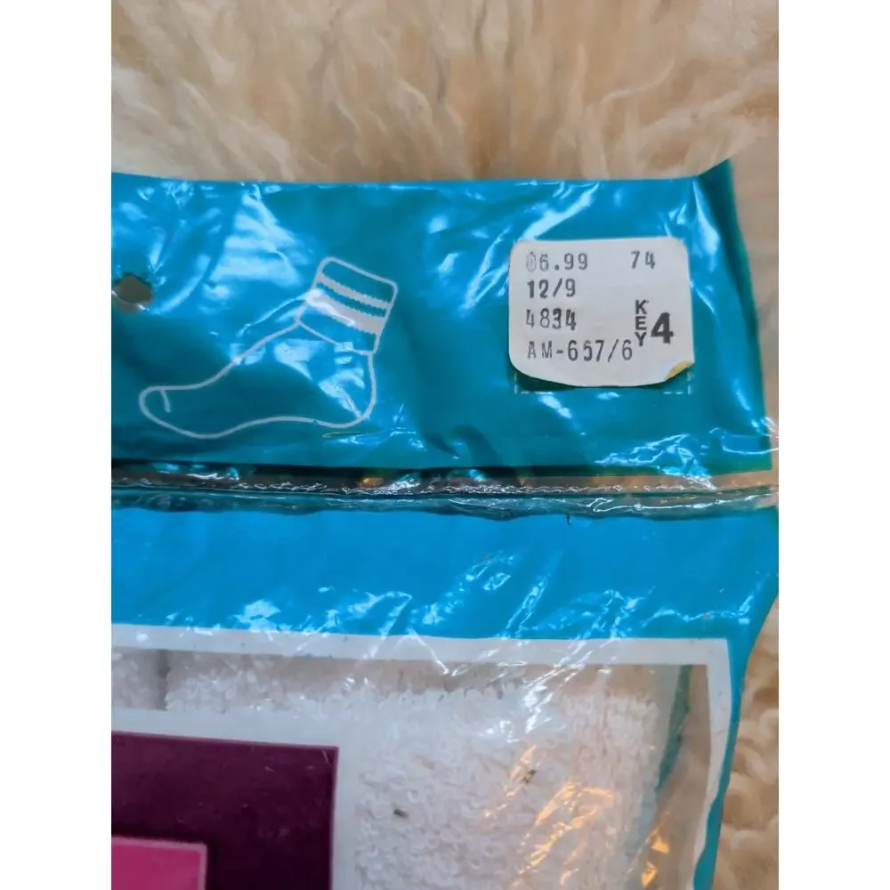Vtg NOS Hanes Her Way Terry Crew Socks Size 9-11 6 Pack New Sealed USA Made Y2K